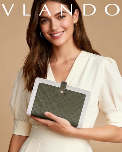 VLANDO Travel Jewelry Organizer Case,Mom Gifts from Daughter,Jewelry Storage Book Ring Binder with Clear Zipper Velvet Jewelry Pouch Bag,Travel Essentials for Rings,Necklace,Earrings-Olive Green - color: 03.Olive Green
