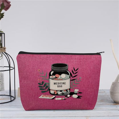 Medicine Storage Pouch with Diabetes, Medicines Bag, and Medical Supply Designs, White Canvas Zipper Cases, Multi-Use Functionality (Gift for Birthdays, Graduation, Christmas) (Style I) - style: Style I