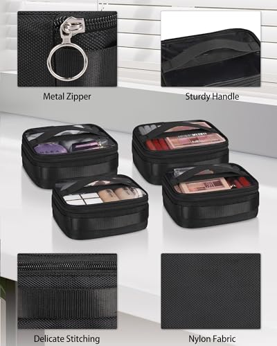 NAONAYA Makeup Brush Bag Extra Large Makeup Brush Case with 4 small bags Professional Makeup Artist Brush Holder Stand Up Organizer for Travel with Adjustable Dividers and Shoulder Strap - color: Black with 4 Makeup Bags