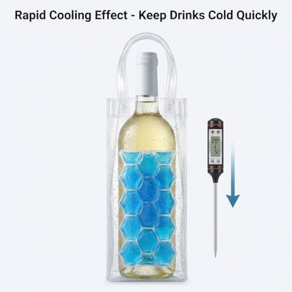3-Pack Freezable Wine Cooler Bags with Built-in Gel Ice Packs - Portable Hexagon Wine Chiller Sleeve - Reusable Clear Folding Carrier Tote for Champagne, Beer, Picnic & Travel (orange） - color: Blue