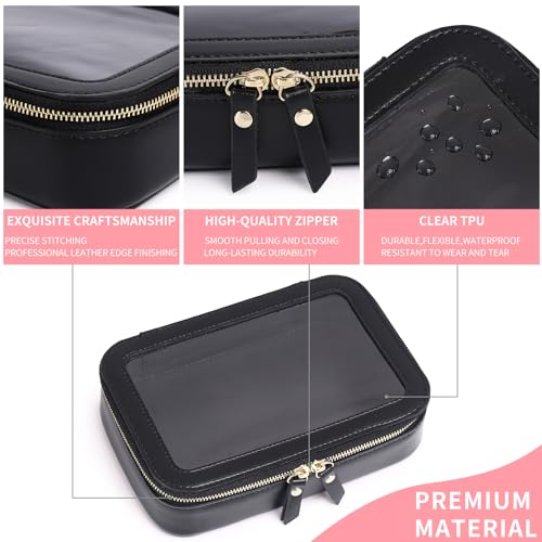 Pinkmik Clear Makeup Bag Transparent Travel Case for Cosmetics and Toiletries Women's Clear Car Bag with Zipper (Black, Small) - color: Black, size: Small