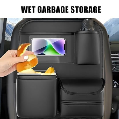 Car Backseat Organizer, 4 Storage Pockets Vehicle Back Seat Protector Kick Mat with Touch Screen Tablet Holder, Automotive Travel Storage Accessories, Universal for Truck SUV RV