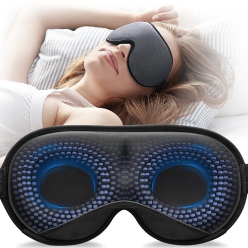 YFONG Weighted Sleep Mask, Women Men 3D Eye Mask Blocking Lights Sleeping Mask (4.2oz/120g), Pressure Relief Night Sleep Eye Mask with Adjustable Strap, Eye Cover Blindfold for Travel Nap Yoga, Gray - color: Gray