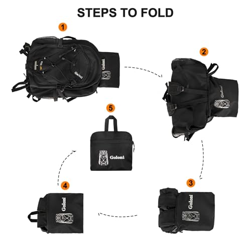 Goloni 45L Hiking Backpack Lightweight Foldable, Waterproof Camping Backpack with Rain Cover & Hiking Pole Mat Carrying System, Ergonomic Water Resistant Daypack for Trekking Travel Men Women,Black - color: Black