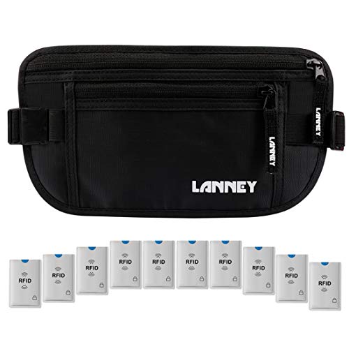 Money Belt for Travel Women and Men Slim Hidden Travel Wallet with RFID Blocking - color: Black
