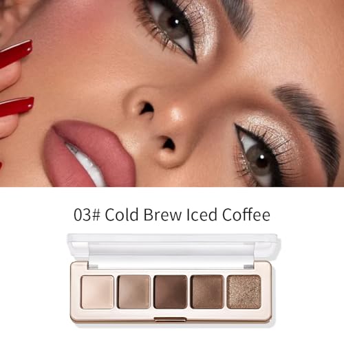 Neutral Nude Matte & Shimmer Eyeshadow Palette– Pink Cocoa Brown Champagne Gold Neutral-Warm Mattes Glitter Eye shadow Contour Makeup Palette for Mature Women, Blue Green Eyes, Daily Natural Makeup. - color: C03
