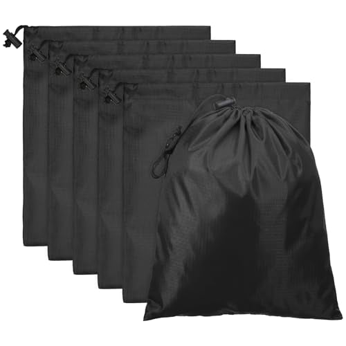 PATIKIL Travel Storage Bags with Toggle 6 x 8 Inch, 6 Pack Waterproof 210D Polyester Drawstring Bag Stuff Sack Cinch Bag for Gym Traveling Hiking Yoga Shoes Organizer, Black - color: Black, size: 6 x 8 Inch