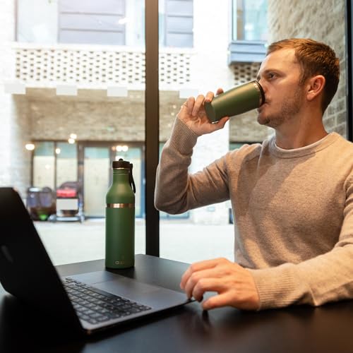 Tumbler, Stainless Steel 2-in-1 Travel Coffee Mug & Water Bottle, Leak Proof Insulated Cup for Hot & Cold Drinks, BPA Free, Fits Most Cup Holders (Peacock Green) - color: Peacock Green