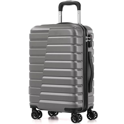 Coolife Carry On Luggage Airline Approved with Spinner Wheels, Hard Shell Suitcase TSA Lock Lightweight Travel Luggage 20-inch,Gray - color: gray, size: Small(20in)