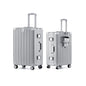 HotWay 20 Inch Aluminum Frame Carry On Luggage with Spinner Wheels, PC Hard Shell Suitcase with Cup Holder, Zipperless Luggage for Business Travel, Silver - color: Silver (PC+Aluminum), size: Carry on 20inch