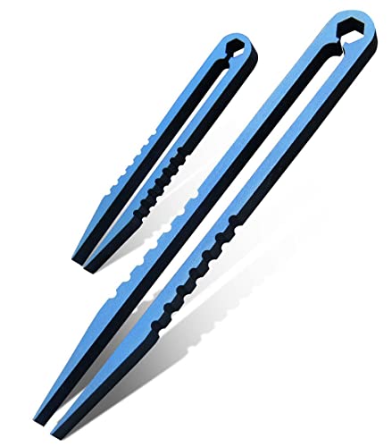 Canku 2pcs Mini Tweezers Titanium Portable Titanium Alloy EDC Tweezers Survival Camping Outdoor Travel Mini Tool(Double Blue)) … - color: Green