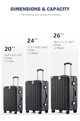 HotWay 20 Inch Aluminum Frame Carry On Luggage with Spinner Wheels, PC Hard Shell Suitcase with Cup Holder, Zipperless Luggage for Business Travel, Black - color: Black (PC+Aluminum), size: Carry on 20inch