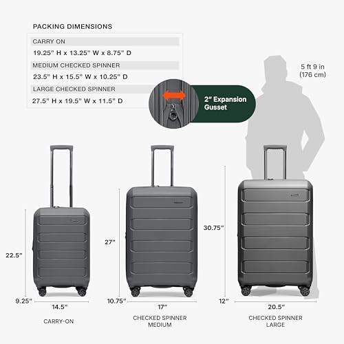 Traveler's Choice Pagosa Hardshell Expandable Luggage with Spinner Wheels, Gray, 3-Piece Set (22/27/30) - color: Gray, size: 3-Piece Set (22/27/30)