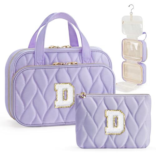 YOOLIFE Gifts for Friends - Friendship Gifts for Women, Travel Toiletry Bag for Women, Hanging Toiletry Bag, Monogrammed Initial Toiletry Pouch Makeup Bag Purple - D - color: Purple, style: D