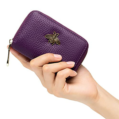 imeetu RFID Credit Card Holder, Small Leather Zipper Card Case Wallet for Women - color: Lite - Purple, size: Lite