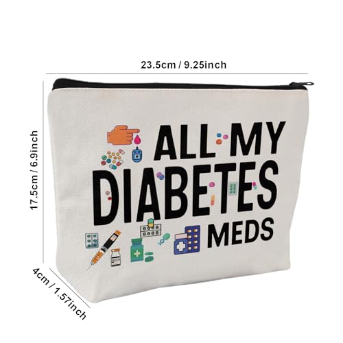 Medicine Storage Pouch with Diabetes, Medicines Bag, and Medical Supply Designs, White Canvas Zipper Cases, Multi-Use Functionality (Gift for Birthdays, Graduation, Christmas) (Style K) - style: Style K