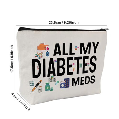 Medicine Storage Pouch with Diabetes, Medicines Bag, and Medical Supply Designs, White Canvas Zipper Cases, Multi-Use Functionality (Gift for Birthdays, Graduation, Christmas) (Style K) - style: Style K