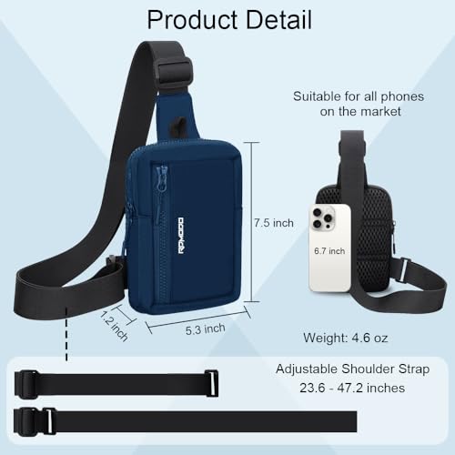 Small Sling Bag for Women Men Chest Bag Water Resistance Mini Crossbody Bag Adjustable Strap Lightweight Shoulder Bag - color: 02-sea Blue