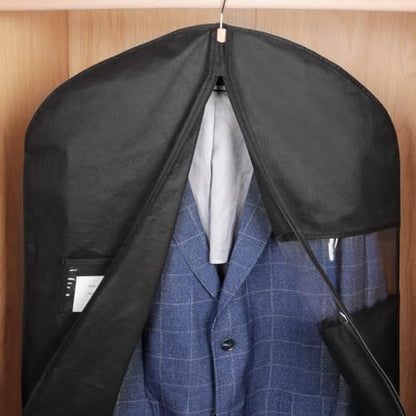 KEEGH 40" Suit Cover Bags for Men (Set of 10) Garment Bags for Hanging Clothes, Suit Bags for Closet Storage or Travel, Clothes Cover for Suits Coats with Clear Window and Label Pocket, Black - size: 40"-10pcs