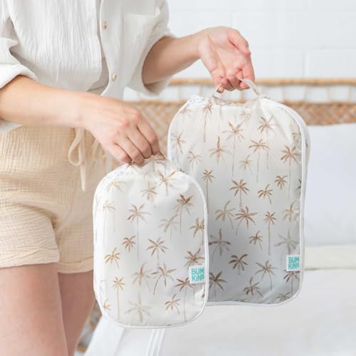 Bumkins Packing Cubes and TSA Approved Pouches for Travel Bag, Organize Luggage with Compression Bags, Essential Traveling Accessories to Pack Clothes, Toiletries Carry On Suitcase, 5-pc Palm Trees - color: A4 Palm Trees-set