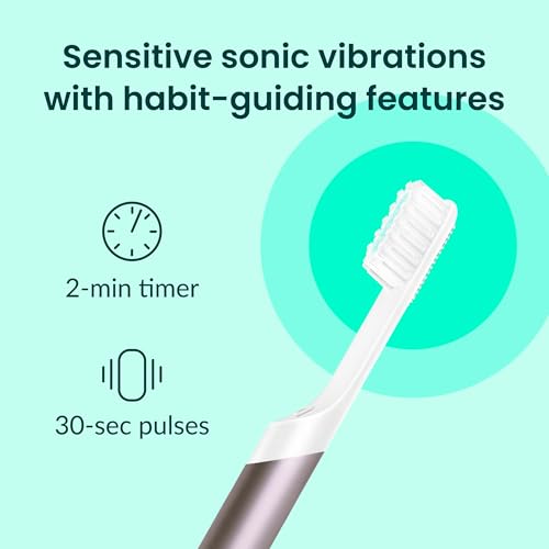 Quip Metal Sonic Electric Toothbrush for Adults - Time Travel & Soft Bristles with Travel Case & Replacement Brush Head - 3 Month Battery Life, Dusk Plum - color: Dusk Plum