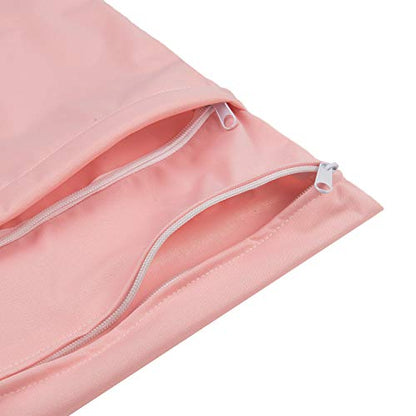 ALVA ALVABABY 2pcs Cloth Diaper Wet Dry Bags Waterproof Reusable with Two Zippered Pockets Travel Beach Pool Daycare Soiled Baby Items Yoga Gym Bag for Swimsuits or Wet Clothes L-B1929 - color: 02grey & pink