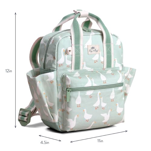 Itzy Ritzy Toddler Backpack - Daycare Bag - Features Adjustable Shoulder Straps, 2 Side Pockets & Spacious Interior with Wipeable Fabric Lining & Name Label, Goose - color: Goose