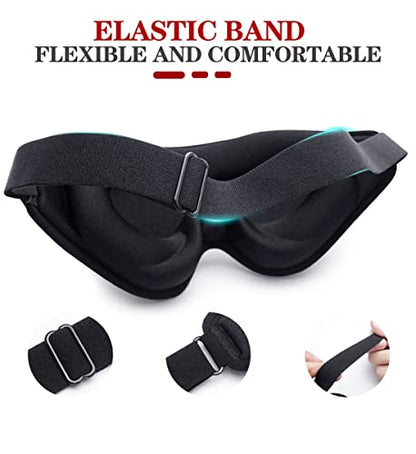 Sleep Mask, 3D Deep Contoured Eye Covers for Sleeping, 99% Block Out Light Eye Mask, Zero Pressure Cup Blindfold for Men Women, with Adjustable Strap for Sleeping, Yoga, Traveling (Black) - color: Black