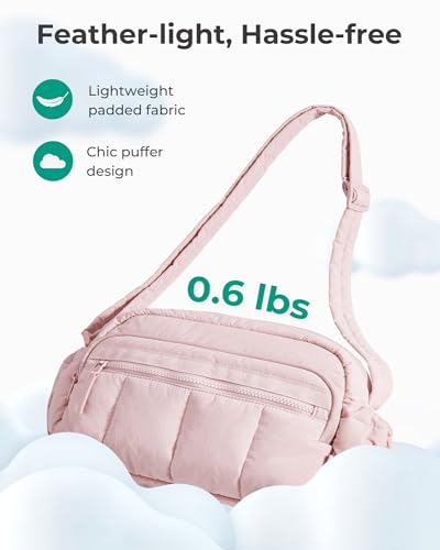 BAGSMART Anti Theft Crossbody Bags for Women Travel Purse, Medium Quilted Puffy cross body bag, Handbags Shoulder Purses, Baby Pink-medium - color: Baby Pink-1, size: 4.7L