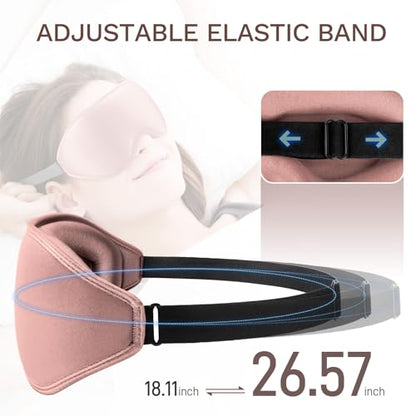 FlyCoco 99% Fully Block Out Light Eye Sleep Mask, 3D Deep Contoured Eyes Cover Zero Pressure, Long Lash Extension Eyes Mask with Adjustable Straps for Sleeping Travel Home Nap Rest Women Men (Rose) - color: Rose