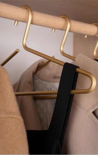 Premium Matte Gold Aluminum Coat Hangers 6 Piece Set, 16.5” Extra Smooth & Durable Metal Shirt Dress Hanger,Aluminum Alloy Hanger,Clothing Support,Clothing Hang - style: Golden Elegant Hanger（6）