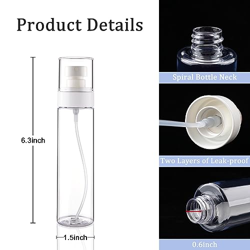 Cosywell Fine Mist Spray Bottles TSA Approved 3.4oz/100ml 3 Pack Leak Proof Travel Size Bottles Refillable Plastic Hair Spray Bottle for Perfume Skincare Toners Water Cosmetics (3Clear)