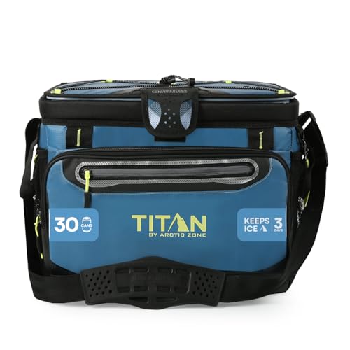 Titan by Arctic Zone Deep Freeze Cooler - Zipperless Hardbody Cooler - Deep Freeze Insulation, HardBody Liner, and SmartShelf - color: Marine Blue, size: 30 Can