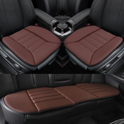 kingphenix 3-Piece Car Seat Cushion Set, 1.2inch Memory Foam Comfort, 2 Front Automotive Seat Cushions + Rear Bench Cushion, Non-Slip Bottom, Fits Sedan SUV Truck Van, Car & Office Chair, Brown - color: Brown, size: Full Set (2 Front + 1 Rear Bench)