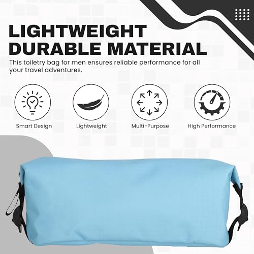 Champion - Hanging Toiletry Bag - Travel Sized Polyester Bag — Water-Resistant, Cosmetics Organizer Bag with Two Compliant Bottles - Lightweight Portable Zipped Bag for Unisex – Blue - 10"x3.9"x3.9" - style: Cendre Blue