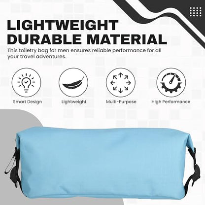 Champion - Hanging Toiletry Bag - Travel Sized Polyester Bag — Water-Resistant, Cosmetics Organizer Bag with Two Compliant Bottles - Lightweight Portable Zipped Bag for Unisex – Blue - 10"x3.9"x3.9" - style: Cendre Blue