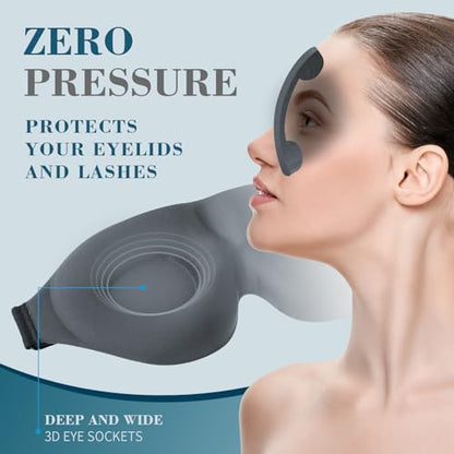 ZGGCD Sleep Mask for Side Sleeper, Light Blocking Sleeping Eye Mask for Women Men, 3D Contoured Cup Night Blindfold, Luxury Eye Cover Eyeshade with Adjustable Strap for Travel, Nap, Grey - color: Grey