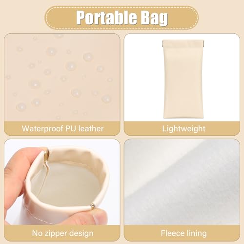 Sightor Sunglass Case, 2 Pcs Soft Eyeglass Cases for Women Portable Squeeze Top Leather Glasses Pouch - color: Beige, Sliver