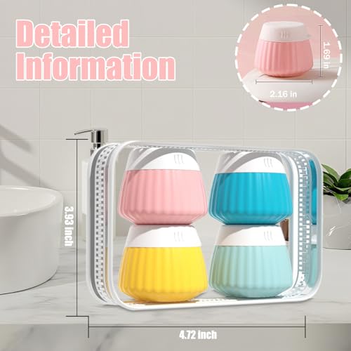 4 Pack Travel Size Silicone Cream Containers, Leak Proof Refillable Toiletry Bottles for Toiletries with 4 Scoops, Labels and Clear Bag, Suitable for Travel Shampoo and Conditioner Bottles (D) - style: D