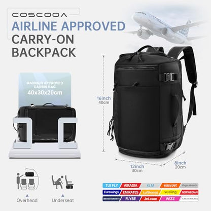 Carry On Travel Backpack 40x30x20cm Expandable 30-35L, 40x30x25cm Personal item Size Bag,15.6inch Laptop Backpack with Shoe Compartment and Wet Pockets,Mochila de Viaje