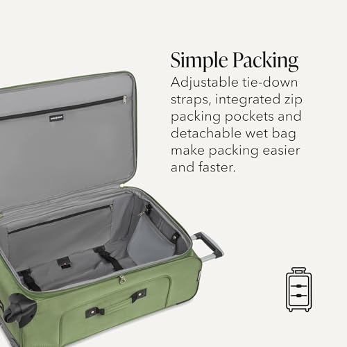 SWISSGEAR Sion Softside Expandable Spinner Luggage Durable Lightweight Travel Suitcase, Evergreen, Checked-Large - color: Evergreen, size: Checked-Large