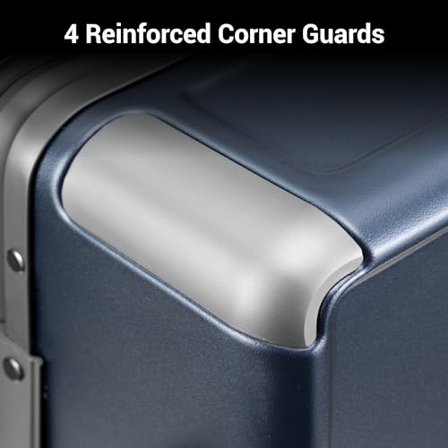 LEVEL8 Carry On Luggage Airline Approved Zipperless with Aluminum Frame, Hard Case Luggage with Spinner Wheels, Metal Travel Suitcase with Double Tsa Locks, 20 Inch, Blue - color: Blue, size: Carry-On 20 Inch (Without Organizers)