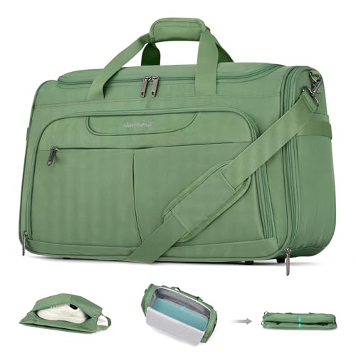 Hanke Carry On luggage Bags for Travel, Large Foldable Duffle Bag for Travel, Softside Lightweight Travel Bag Carry On Bags for Airplanes Women, Travel Tote Bags for Women Men.(Forest Green) - color: Forest Green, size: Ultra Carry-On