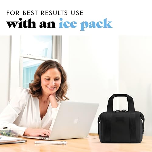 Fit & Fresh Remi Lunch Bag for Women Work – Neoprene Lunch Tote with Containers & Ice Pack, Reusable Meal Prep Lunch Box, Large Capacity, Machine Washable, Black - color: Black