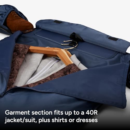 Halfday Convertible 2-in-1 Garment Duffel Weekender Bag 40L: Wrinkle-Free Travel (Hanging Suit Compartment, Shoe Pockets, Trolley Sleeve), Durable & Water-Resistant Carry-on, Marine - color: Marine, style: Original, 40l