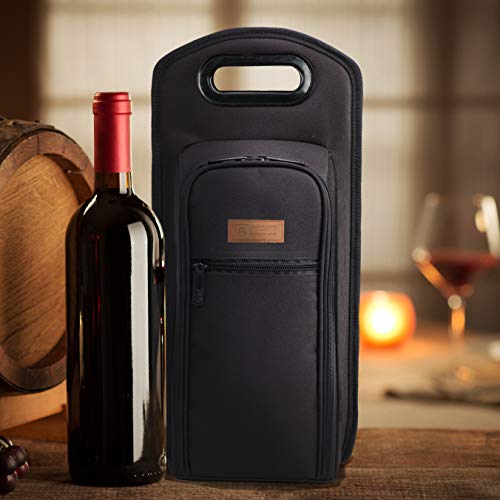 ALLCAMP 6 Piece Wine Travel Bag and Insulated Wine Carrier Tote Carrying Cooler Bag with Handle,Great Gift for Wine Lover - color: Large Black, size: 2 Bottle