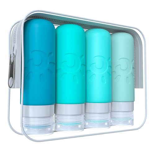 Zafit Travel Bottles for Toiletries, TSA Approved Travel Containers 3oz Leak Proof Travel Tubs Refillable Liquid Travel Accessories for Shampoo Conditioner Lotion Body Wash(Multicolored H) - color: Multicolored H
