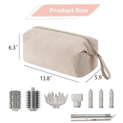 RSRSLEII Large Quilted Hair Tools Travel Bag,Waterproof Hair Styling Accessories Storage Case for Flat Irons,Straightener,Curling Iron,Hair Dryer,Dyson Airwrap Travle Bag (12 Solid Beige) - color: 12 Solid Beige
