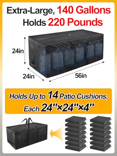 140 Gallon Extra Large Storage Bags - 600D Oxford Heavy-duty Outdoor Storage with 4 Carrying Handles, 56''x24''x24''