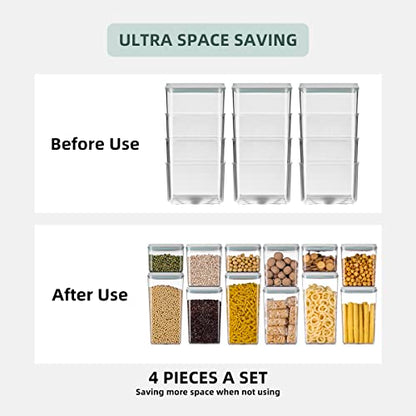 12 Pcs Pop Airtight Food Storage Containers with Lids for Kitchen Pantry Organization Stackable Cereal Snacks Flour Sugar Coffee Spaghetti (1.2, 2.0, 2.7, 3.3qt)*3 - color: 12 Pcs Set